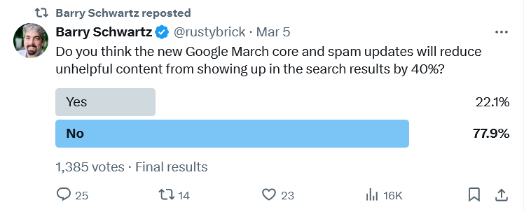 x poll google core update